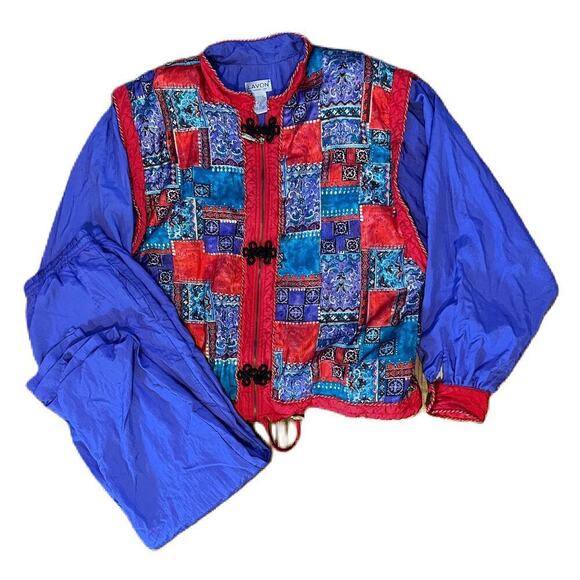 Lavon by Cheerful Corp Pants - Lavon by Cheerful Corp Vintage 2 piece Abstract Windbreaker Set - XL